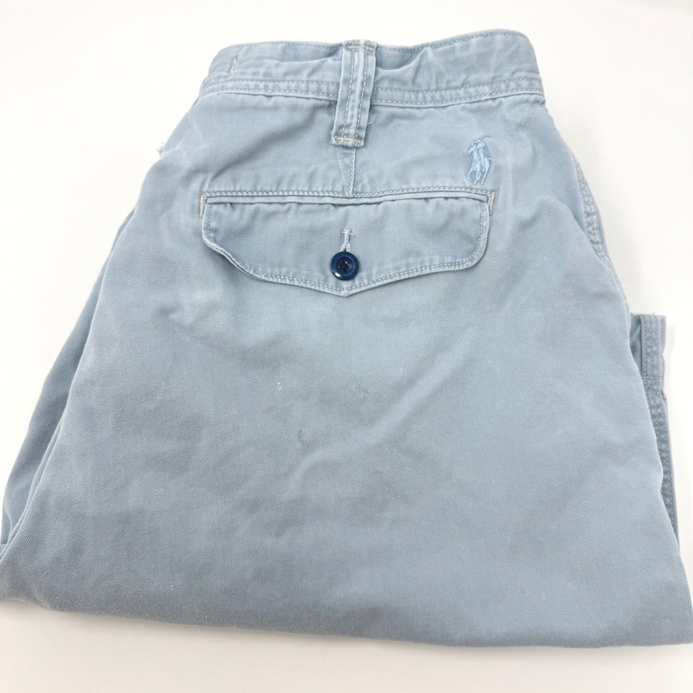 Polo Ralph Lauren Mens Light Blue Chino Shorts Size 34 Classic Fit Pony FLAW